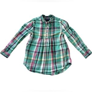 Ralph Lauren Sz 6 Yrs Girls Shirt Multicolor Plaid Blouse Ruffle
